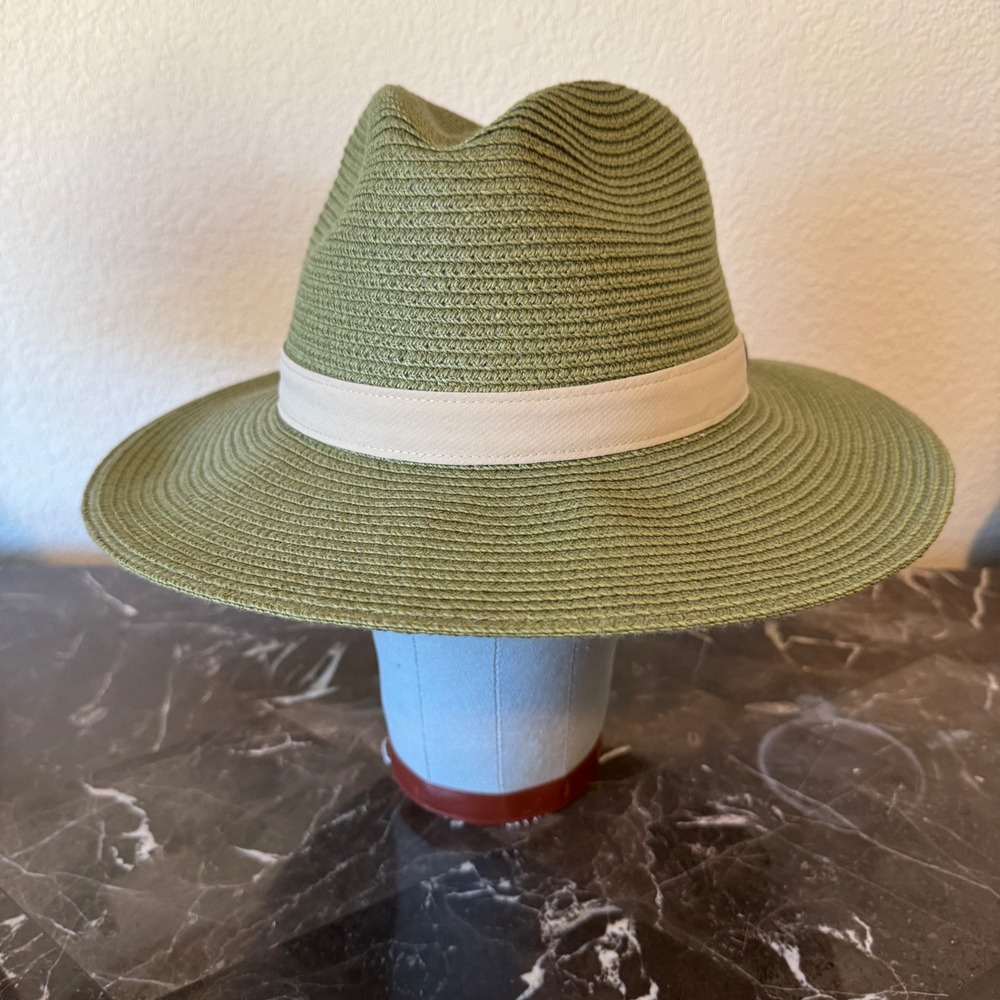 Columbia PFG Performance Fishing Gear Fedora Hat Green Straw Sun Hat CU9080 L/XL